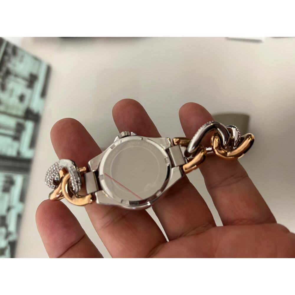 Michael Kors MK6843 Mini Camille Pavé Two-Tone Curb-Link Watch - Picture 7 of 7